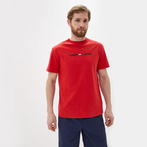 Tommy Jeans pánské červené tričko Straight - L (XNL)
